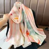 Halsdukar 2023 Fashion Luxury Ink Målning Floral Viscose Shawl Scarf Lady High Quality Wrap Pashmina Stole Muslim Hijab Brand Partihandel