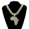 Fashion Crystal Africa Map Pendant Collier pour femmes Accessoires Hip Hop pour hommes Collier de bijoux Chain de liaison cubaine Gift2712