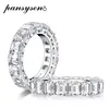 100% Real 925 Sterling Silver Emerald Cut Created Moissanite Diamond Engagement Wedding Rings Women Fine Jewelry Ring Cluster2619