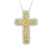 Hip Hop Vintage Fashion Jewelry 925 Sterling Silver Cz Diamond Yellow Crystal Schły Party Women Wedding Cross Clavicle273i
