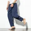 Pantaloni da uomo oldyanup uomini casual stile harlan cinese sciolto di cotone lunghi pantaloni lunghi estate alla moda gambe spiaggia più dimensioni