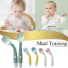 Dinnerware Sets Silicone Spoon For Baby Utensils Set Auxiliary Toddler Learn To Eat Training Bendable Soft Fork Infant Children Tablewa BJ
