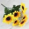 Fleurs décoratives Multi-tête artificielle Coupte et pâte de pâte Silk Sunflower Christmas Wedding Party Bouquet Home Decoration Fake Flowe