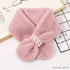 Scarves Wraps Women Winter Pearl Plush Cross Scarf Autumn Cute Thickened Warm Faux Fur Scarves Girls Soft Neck Ring Scarf Korean Style New