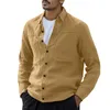 T-shirts pour hommes Mentide Spring and Automne Fashion Simple Color Couleur Solide Bouton Pocket Long Manche à manches European American Style Slim Fit