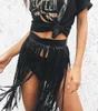 Gonne in pelle finta Donne Donne Short Fringe Galli di cintura High Belt Club Party per femmina Black Summer5387997