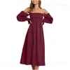 Urbane sexy Kleider French Puff Ärmel Frauen Party Maxi Kleid elegant Off Schulter Lady Long Kleider Mode Shirred Rüschen Schwingen Sie eine Linie Kleid Gewand T231223