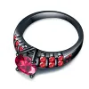 Hip Hop Fashion Luxury Design High Polish Women Boda Rojo Rainbow Rings Large CZ Cz 7 mm Cirón Negro Negro Llenado Fiesta de compromiso Ring de 18 kgp Grabación