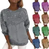 Frauenblusen Pullover Jacke Mode Freizeit Sweatshirt Langarm gedruckt runde Nackentuniken mit Taschen Frauen Tops Dressy