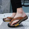 Sandalen zomer slippers heren flipflops indoor home lederen buiten zachte bodem niet -slip strand sandalen flipflops groot formaat 46