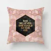 Oreiller 45 45 cm rose géométrique couverture oreillers pour le salon caisses de canapé en polyester