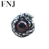 Stud FNJ 925 Sterling Silverörhängen för män Garnet Dragon Eye Stud Earring Earring New Fashion Thai Silver Man Male Jewelry E01