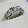 Victoria Wieck Brand Jewelry da 10kt White Gold riempita Topaz simulata Diamond Wedding Princess Band Silver Rings for Women Size 5 6301V
