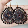 Dange oorbellen Geometrische kristallen Silkdraad Legering Earring Boheemse metaal Retro Vintage Statement Trend Originaliteit