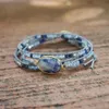 Braccialetti Drop Shipping Vintage 3 volte blu misto pietra naturale cristallo perline impilabile regolabile braccialetto da polso avvolgente regalo di gioielli