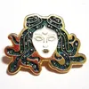 Broches glitter medusa slang fusie email pin pin broche badge revers pins harde metalen legering jas decoratie ornamenten sieraden