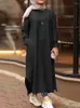 Ethnic Clothing S-5XL Solid Women Long Dress Fashion Muslim Abaya Loose Sleeve Dubai Turkey Hijab Kaftan Dresses Cotton Maxi