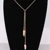 Colares pendentes Moda Mulher Mulheres Vintage Longa Jóia Jóia Dourado Cor de Pena Simples Colar Everyday Jewellry Bijoux