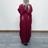 Abbigliamento etnico Dubai Abaya Kaftan Collage ricamato alla tendenza del cardigan sciolto Donne musulmani Women Maniche a manicotto in Medio Oriente Caftan