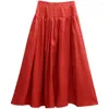 Skirts TIYIHAILEY 2023 Long Maxi Elastic High Waist Women Skirt With Pockets Summer Casual Orange A-line Linen Cotton