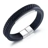 N1392 Bracelet en cuir multicouche tresse avec boucle magnétique en acier inoxydable Bangle226b