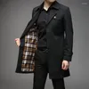 Heren Trench Coats Boutique S-8xl Elegant Plus meststoffen Plaid Italiaanse stijl Casual Slim Fashion veelzijdige Gentleman Lange jas