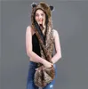 Fashion Face Masks Neck Gaiter Hot Women Faux Fur Warm Scarves for Winter Wolf Tiger Husky Hood Scarf Hat Glove Set Ladies Girls Animal Spirit CapsL231223