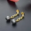 Stud Earrings Lefei Fashion Trendy Classic Luxury Design Creative Golden Pearl Number 8 Earring For Women Silver 925 Party Charm Jewelry