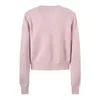 Kvinnors stickor 3D Flower Sweet Soft Single Breasted Cardigan Kort tröja Kvinnor Elegant Fashion Coat Knitwear Pink Topps 2024 Spring