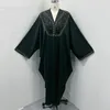 Ethnische Kleidung Frauen Eid Muslim Abaya Ramadan Jalabiya Langer Robe Fledermaushülle Strickjacke Abayas Lose bescheidene Dubai Kaftan Perlen Applikationen