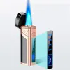 Cigar Torch Lighter with Punch Electric Ignition Triple Flame Jet Lighters Inflatable Touch Sensing Windproof Power Display Creative BJ