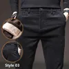 Men's Pants Winter Fleece Warm Corduroy Men Thick Casual Business Fashion Stretch Velvet Black Gray Green Trousers