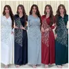 Etnik Giyim Çin Müslüman Moda Akşam Yemeği Diamond Abaya Saten Elbise Dubai Arap Açık ön bornoz