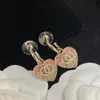 Kolczyki nurkowania serca 18K złoty hak pierścieniowy z Swarovski Pink Rhinestones Komektowe kolczyki Designer End Off Women's YouT280Q