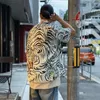 Herren lässige Hemden 2023 Wacko Maria Tiger Graffiti Retro Print Kurzärmel Hemd Hawaiianer locker für Männer und Frauen