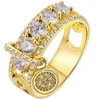 Europese en Amerikaanse modieuze en creatieve zirkoonring Vrouwelijke Gold PLated Disc Ring298D