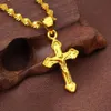 Style classique petit pendentif croix 18k jaune femme remplie de femmes hommes crucifix pendant chaîne355l