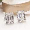 Mężczyźni kobiety Fashoin 925 Srebrne kolczyki Silbling Minęło 4CT Square Moissanite Diamentowe kolczyki