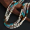 Серьги для ожерелья устанавливают Marka Freshwater Pearl for Women Bracelet Bohemian модные украшения натуральный камень.