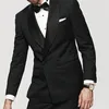 Mäns kostymer svart dubbelbröst män smala passform formell bröllop brudgummen tuxedos för pojkvän 2023 man modekläder jacka med byxor