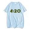 남성용 T 셔츠 4:20 시간 그래픽 인쇄 티셔츠 코튼 남자/여자 티셔츠 짧은 슬리브 남성 여름 Tshirts 스트리트웨어 캐주얼 부드러운 티