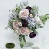 Wedding Flowers 36X38cm Bridal Bouquet Home Business Event Flower Art Champagne Yellow Simulation Bundle Handheld 557