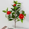 Flores decorativas 1pc Simulação Camellia Branch Laral Decoração de casamento Fake Plant Silk Artificial