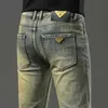 Heren jeans modieuze heren retro slanke fit stretch broek 2024 herfst/winter lange broek herenstraat slijtage motorfiets fiets jeans J231222