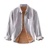 Men's T Shirts Mock Neck Casual Jacket Corduroy Padded Shirt Long Sleeve Pocket Button Fitted Dress Men