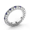 Klasik yeni eşsiz moda takılar 925 STERLING Gümüş Whiteblue Sapphire CZ Elmas değerli taşlar Kalp Hollow Women Wedding Band 288L