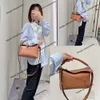 Üst Tasarımcı Çanta Kadın Bir Omuz Çanta Moda Yeni Cowhide Patchwork Tote Çanta Elde Taşıyıcı Gerçek Deri Yüksek Kapasiteli Crossbody Geometri Çantası