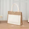 Torby na zakupy biała torba z przyciskiem Eco wielokrotnego użytku DIY Puste spożywcze spożywcze duża pojemność juty torebka Burlap