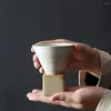 Koffiepotten 1 Set Creatieve retro keramische kop ruw aardewerkthee Japanse latte trek bloem porselein huishouden mok