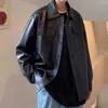 Kurtki męskie kurtka faux skórzana mężczyźni High Street Hip Hop Clothing 2023 Autumn Long Rleeve Lapel Modna odzież Modka